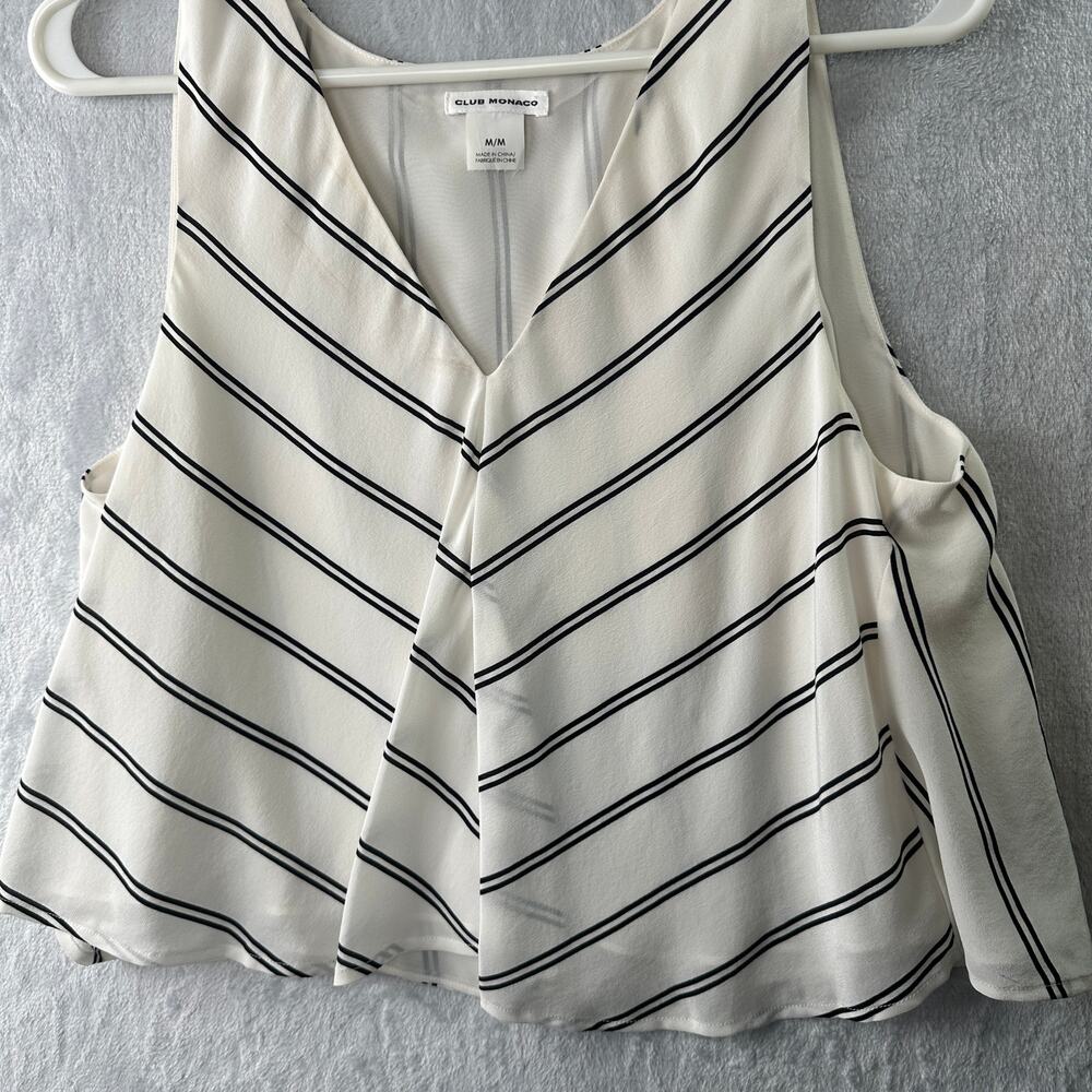 Club Monaco White Chevron Sleeveless Blouse – Size M - Picture 4 of 8